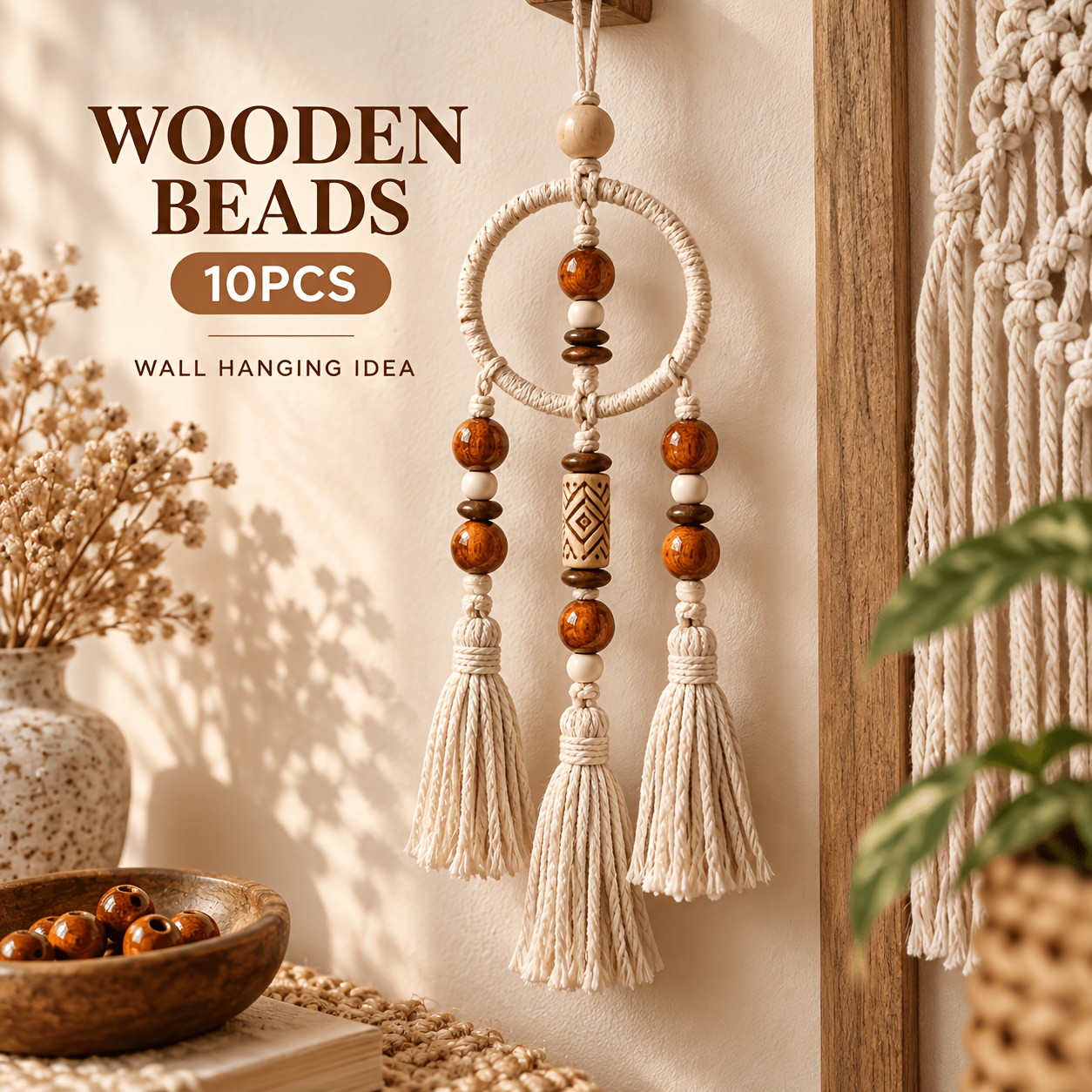10pcs Wood Round Spacer Beads for DIY Jewellery Making